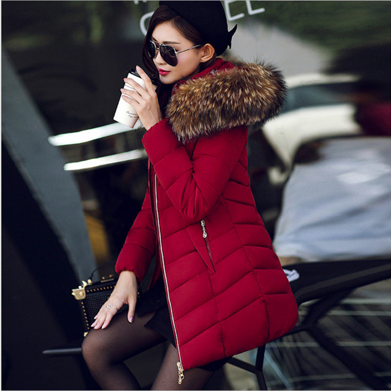 Fur collar down cotton