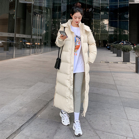 Korean style loose padded padded jacket over the knee mid-length padded padded jacket
