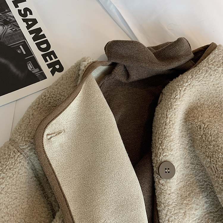 Round Neck Button Cardigan Pocket Long Sleeves