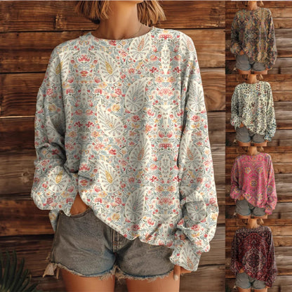 Long Sleeve Round Neck Loose Retro Style Sweater