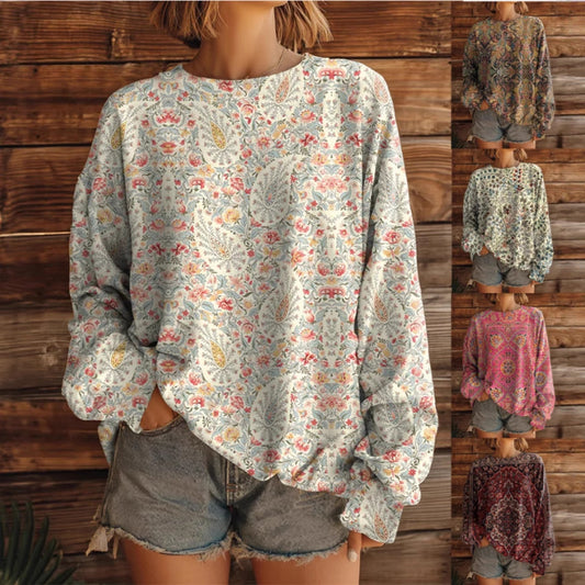 Long Sleeve Round Neck Loose Retro Style Sweater