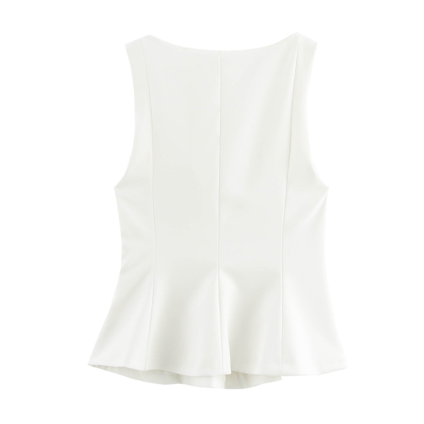 Pleated Slim-fit Square Collar Sleeveless Small Top