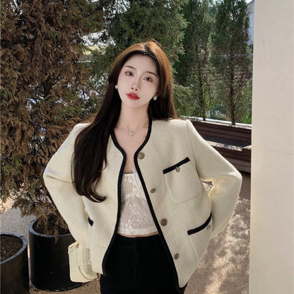 Fashion Ladies French Tweed Top Short Jacket