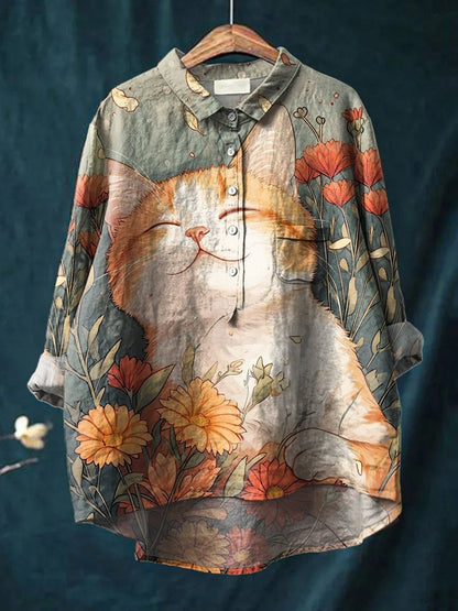 Women's Stretch Print Hawaiian Style Shirt
