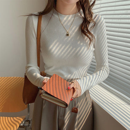 Round Neck Bottoming Shirt Women's Slim Top