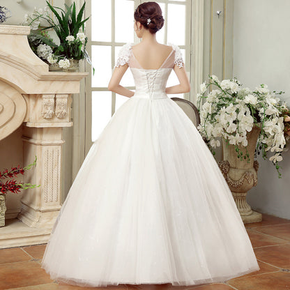 Spring new bride married gauze dress, slim thin shoulders, the Korean lace flower word shoulder woman