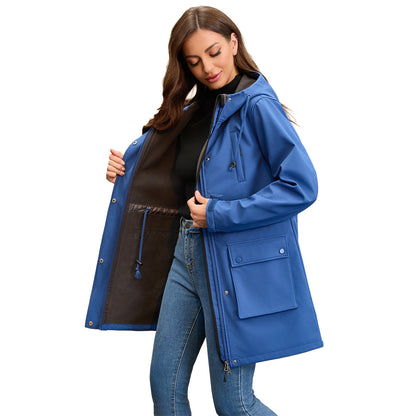 Autumn And Winter Soft Shell Jacket Women's Rain-proof Hooded Women's Raincoat