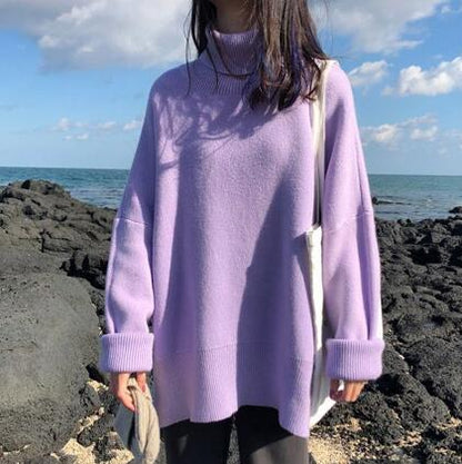 Loose Slit Bottoming Sweater Lazy Style