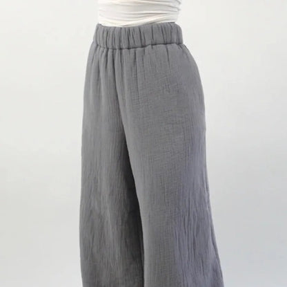 Large Size Summer Silk Ice Wide Leg Pants Women's High Waist Slimming Loose