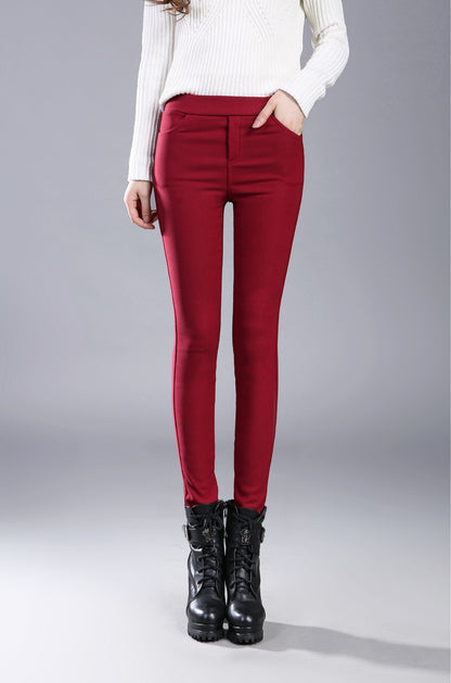 Winter Fleece-lined Thick Leggings Colorfast Plus Size Tappered Pants