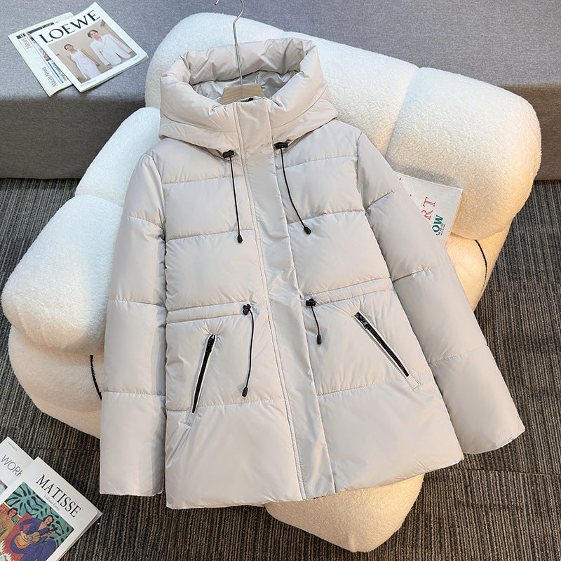 Mid-length Hooded Cotton Coat With Thickening And Slimming Effect