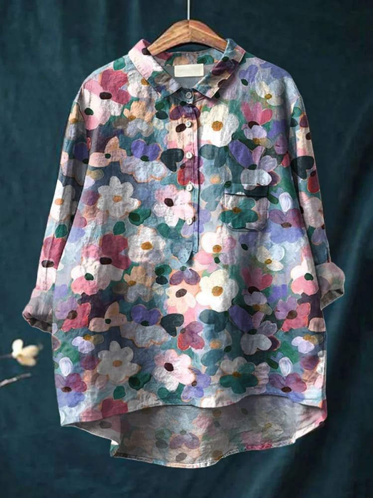 Women's Loose Printed Round Neck Shirt