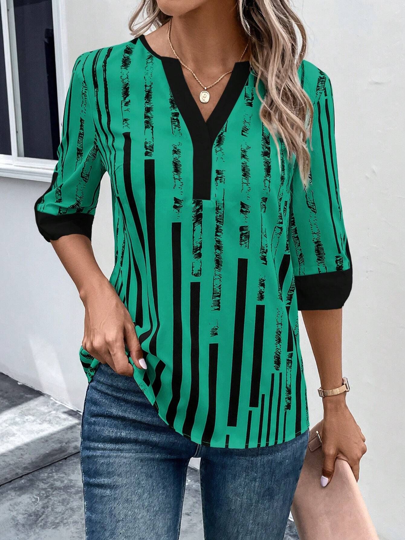 Double Matching Contrast Color Positioning Flower Half-sleeve Shirt Women's Top