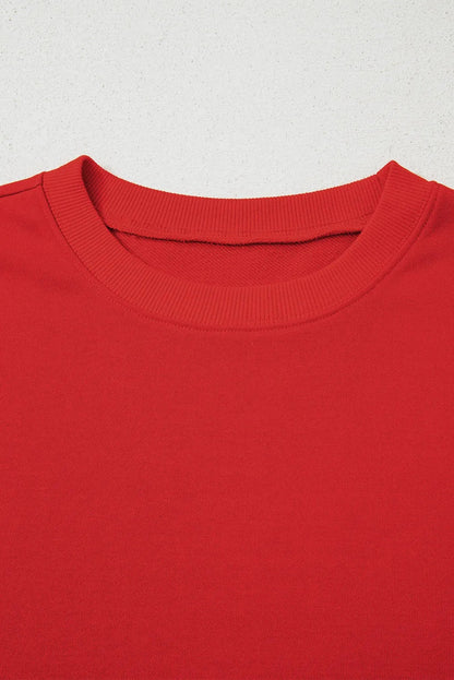 Fiery Red Varsity Striped Detail Drop Shoulder Oversized Sweatshirt