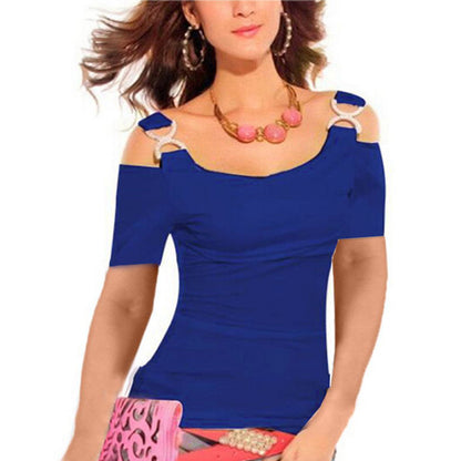 Women's Fashion Solid Color Pullover Short Sleeve