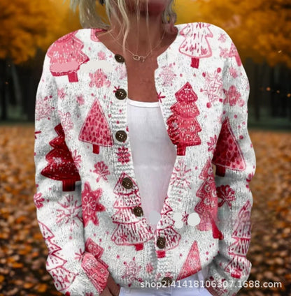 Womens Casual Printed Cardigan Jacket Top