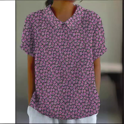 Women's Loose Printed Crew Neck Top