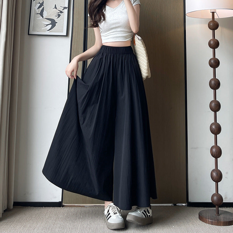 Plus Size Women's Summer Thin Culotte Ice Silk Leisure Wide Leg Pants