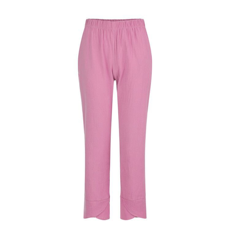 Cotton Sack Trousers With Loose Solid Color Elastic Waist And Side Pockets