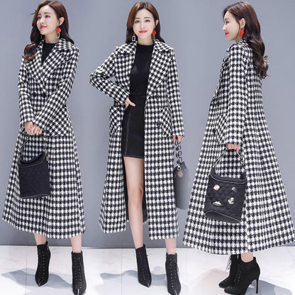 Ladies retro plaid woolen coat