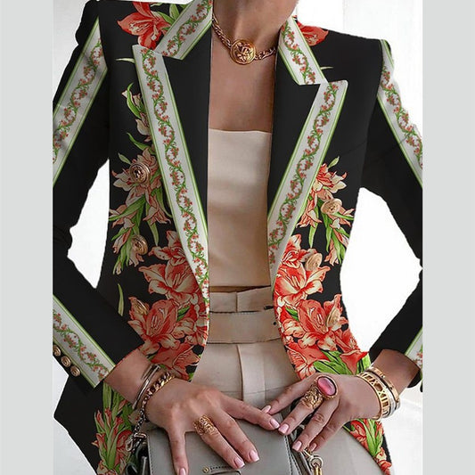 Women's Clothing Fashion Printed Suit Slim Fit