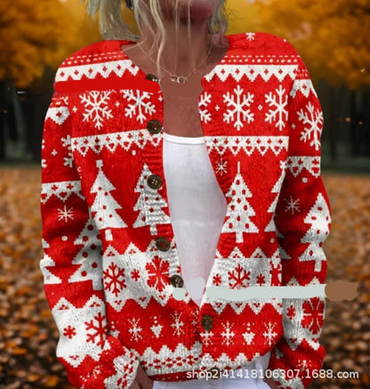 Womens Casual Printed Cardigan Jacket Top
