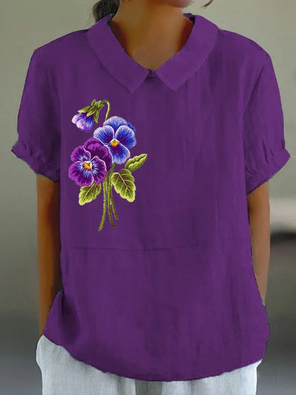 Lapel Short Sleeve Elegant Women