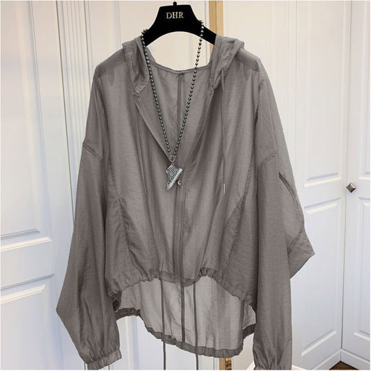 New Summer Lightweight Ice Silk Sun Protection Clothing Women's Hooded Top