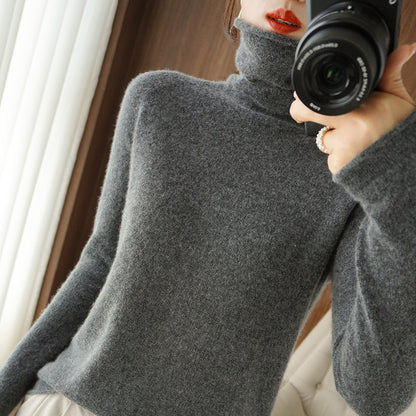 Women's Wool Solid Color Sweater Knitted Bottoming Shirt