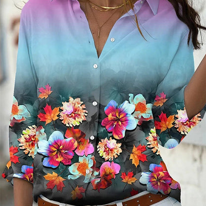 Women's Loose Lapel Long Sleeve Single Breasted Shirt