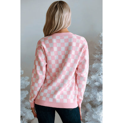 Fall New Single Row Multi-buckle Knitwear For Women European And American Fashion & Trend Christmas Printed Cardigan For Women