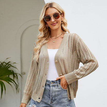 Women's Fashion Versatile V-neck Knitted Sweater