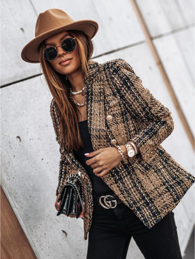 Long sleeve double breasted printed suit
