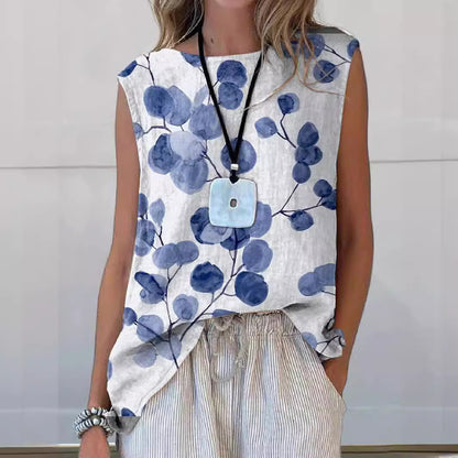 Vest Round Neck Women's Printed Wear Top T-shirt