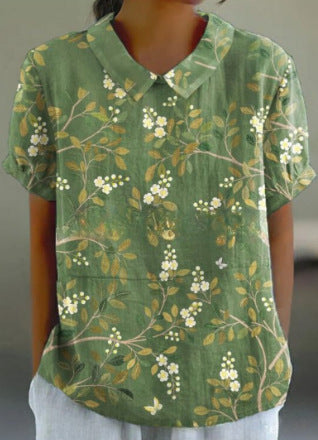 Digital Printing Loose Casual Women's T-shirt Polo Shirt