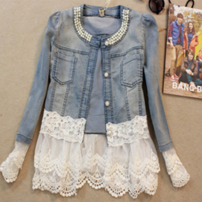 Niche Short Washed Beaded Coat Top