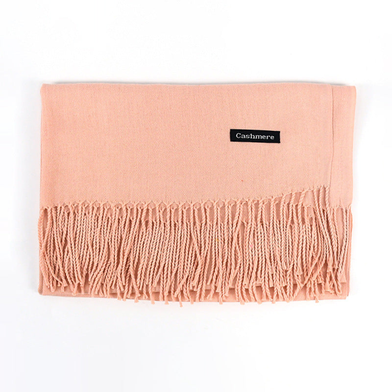Women's Solid Color Scarf Tassel Scarf