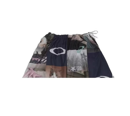 Rabbit Cat Printed Cute A Pendulum Length Skirt