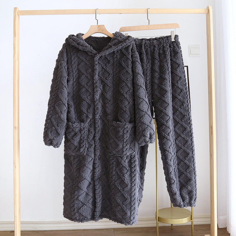 Women's Fashion Fleece Thickening Nightgown Homewear Set