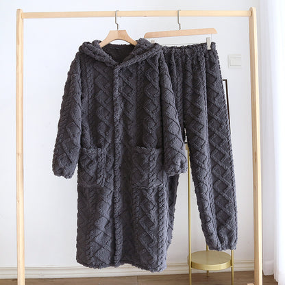 Women's Fashion Fleece Thickening Nightgown Homewear Set