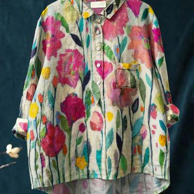 Women's Loose Printed Round Neck Shirt
