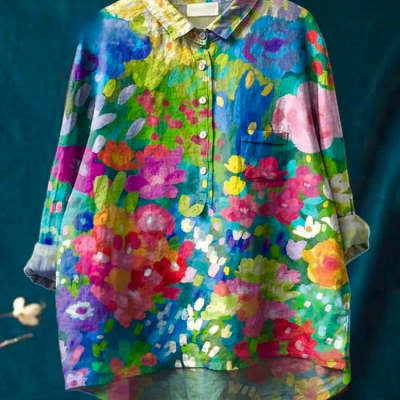 Women's Loose Printed Round Neck Shirt
