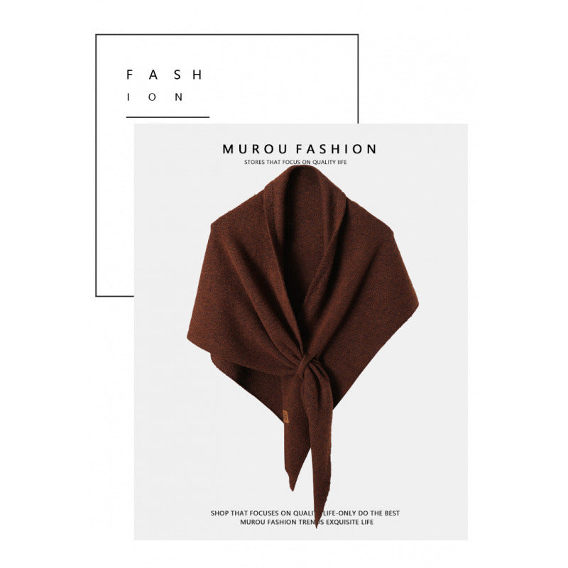 Women's Solid-Color Wool Triangle Neck Scarf For Autumn And Winter