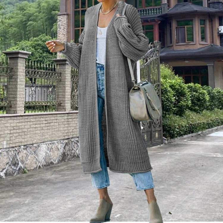 Sweater Cardigan Women's Solid Color Long Sleeve Knit Jacket