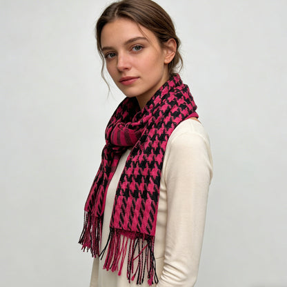 2pcs Textured Plush Jacquard Weave Traps Warmth Scarf ,Luxe Look For Evening Wear,Scarf,vacation,daily Life,evening Party,Office Appropriate Subtlety For Women Men