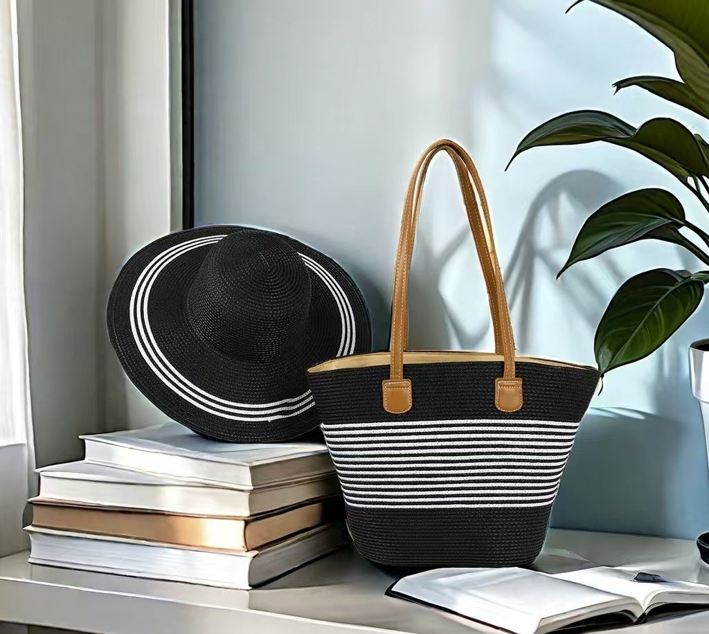 Seaside Vacation Sun Protection Straw Hat Bag Set