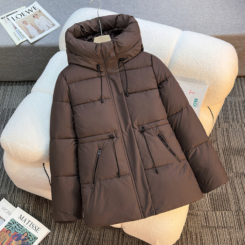 Mid-length Hooded Cotton Coat With Thickening And Slimming Effect