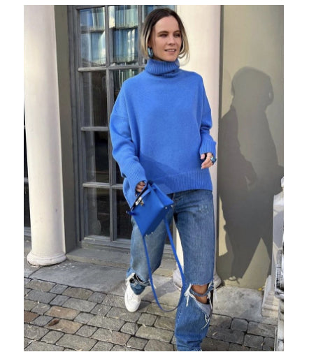 Loose Slit Bottoming Sweater Lazy Style