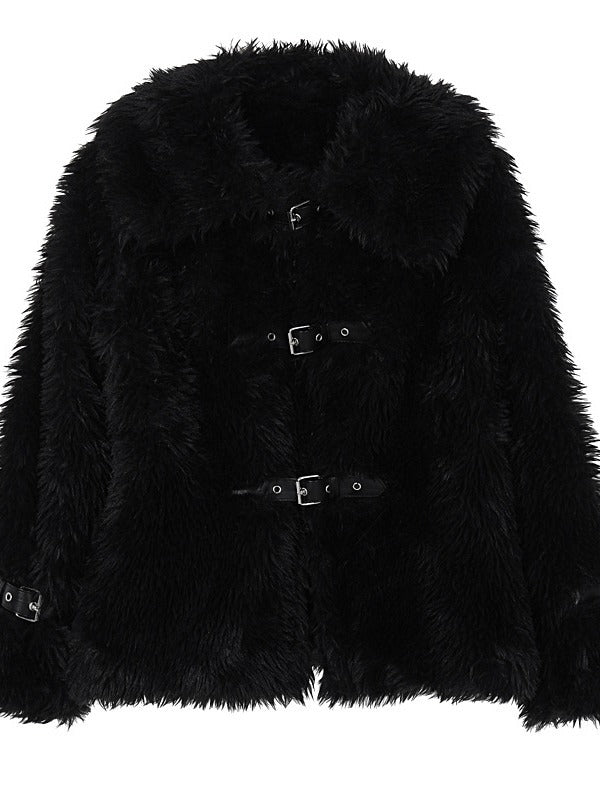 Fluffy Woolen Leather Ring Top Hot Girl Loose