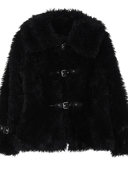 Fluffy Woolen Leather Ring Top Hot Girl Loose